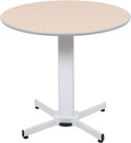 LUXOR LX-PNADJ-Round - Pneumatic Adjustable Round Pedestal Table., White, Medium