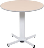 LUXOR LX-PNADJ-Round - Pneumatic Adjustable Round Pedestal Table., White, Medium