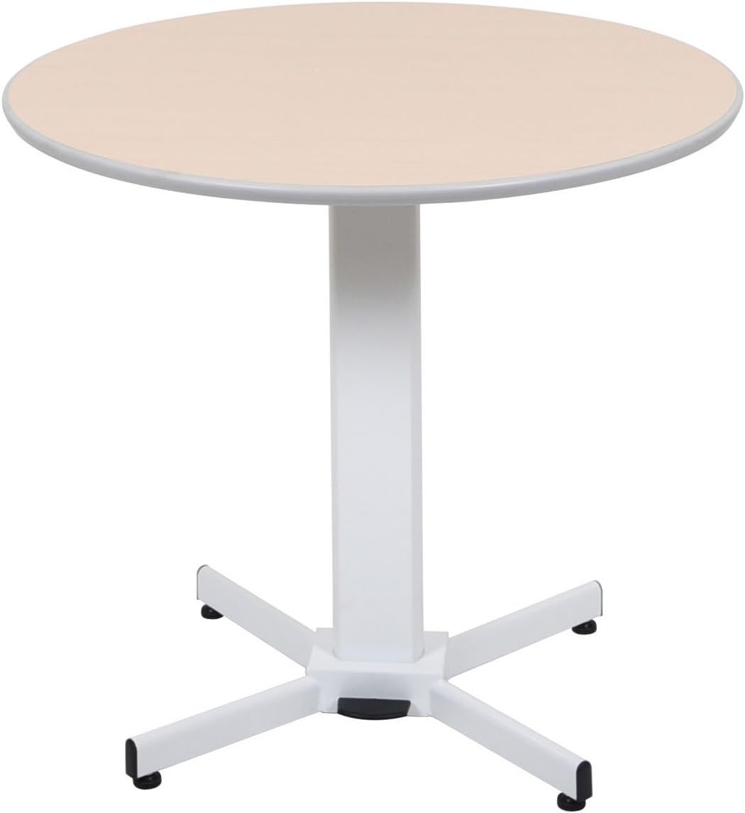 LUXOR LX-PNADJ-Round - Pneumatic Adjustable Round Pedestal Table., White, Medium