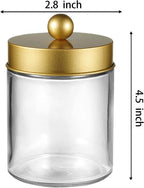 Amolliar 6Pc Apothecary Jars Bathroom Vanity Organizer- Rustic Farmhouse Decor Storage Canister with Stainless Steel Lids- Qtip Dispenser Holder for Q-Tips,Cotton Swabs,Rounds,Ball,Flossers (Gold)