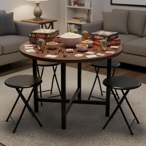 Lavish Home Portable Folding Stool with Backless Seat Set of 4, Black, 18”