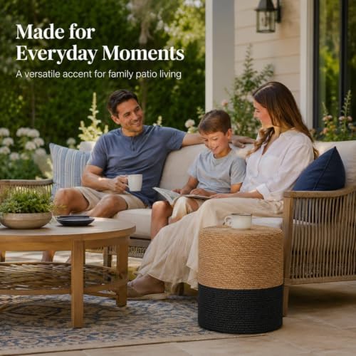 Wimarsbon Natural Seagrass Foot Stool, Hand Weaving Round Ottoman, for Living...