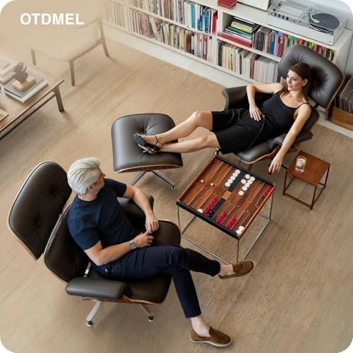 Mid Century Modern Top Grain Leather Chaise Lounge Chair & Ottoman | Mode...