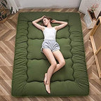 MAXYOYO Japanese Floor Mattress Futon Mattress, 4" Thicken Tatami Mat Sleeping Pad Foldable Roll Up Mat Boys Girls Dormitory Pad Kids Floor Lounger Pillow Bed, Charcoal Grey, Queen Size