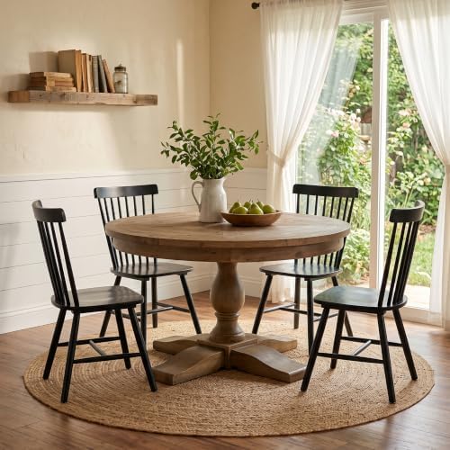 Windsor Dining Chairs Set of 6, Spindle Back Wooden Chairs