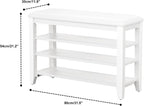 Entryway Shoe Storage Bench with Leather Cushion, Shoe Organizer Bench for Entryway, Ideal for Hallways Front Doors Entrances Mudrooms Featuring Rubberwood And 3 Height-Adjustable & Removable Shelve