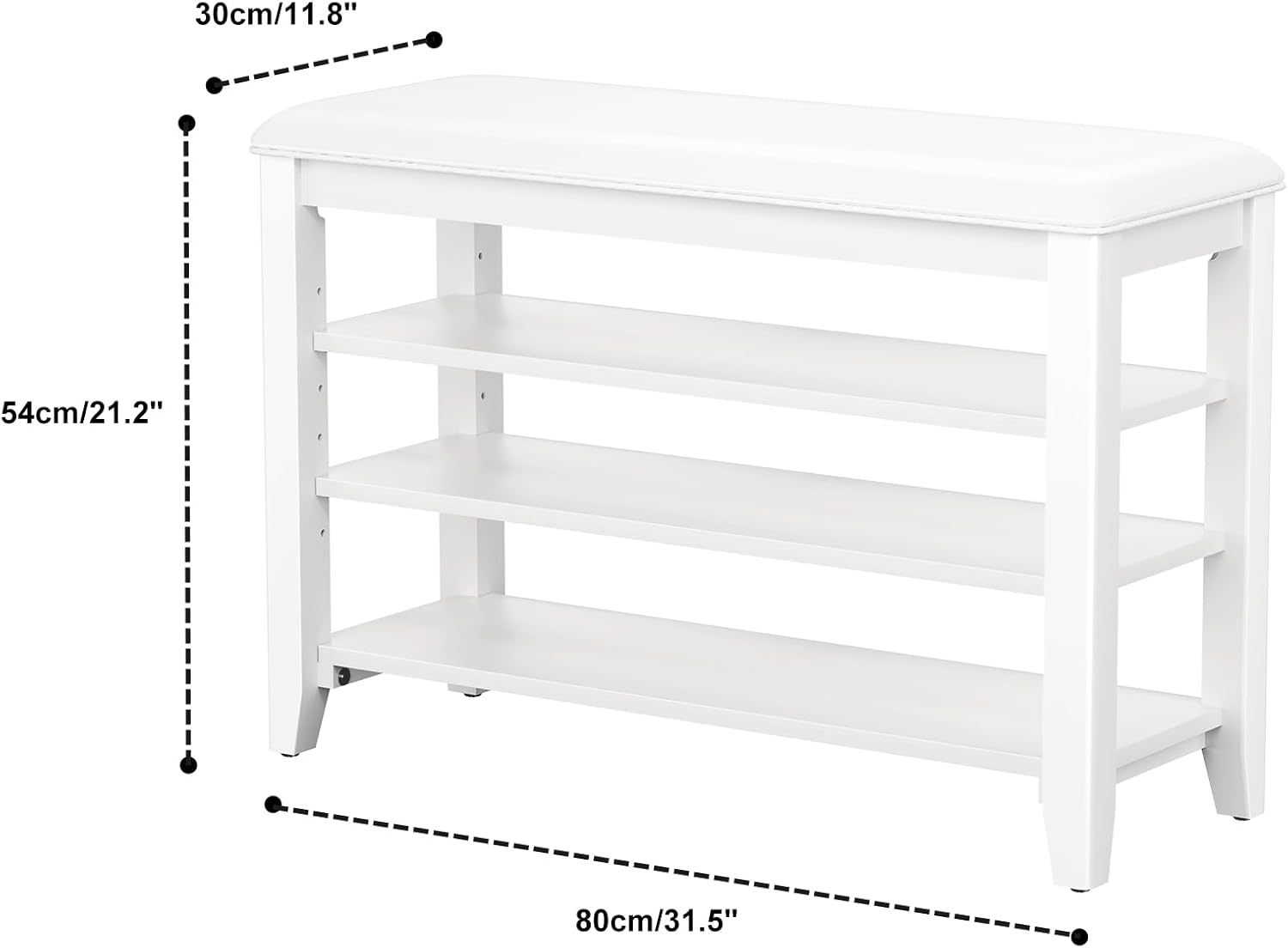 Entryway Shoe Storage Bench with Leather Cushion, Shoe Organizer Bench for Entryway, Ideal for Hallways Front Doors Entrances Mudrooms Featuring Rubberwood And 3 Height-Adjustable & Removable Shelve