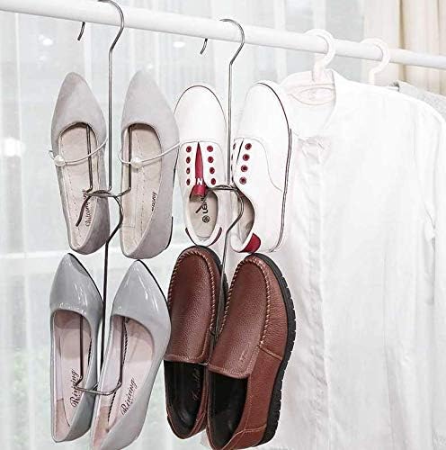 Leoyoubei 5 Pack Stainless Steel Shoes Hanger Drying Rack for Dehumidifying Hanging Leather Shoes,Double Hook Design Drying Shelf Storage Organizer,Closet Organizer Storage