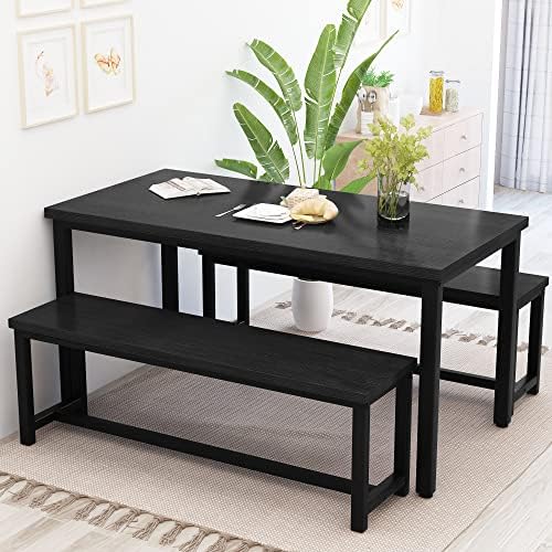 Recaceik Dining Table Set with Bench, 3 Pieces Dining Furniture Set Kitchen T...