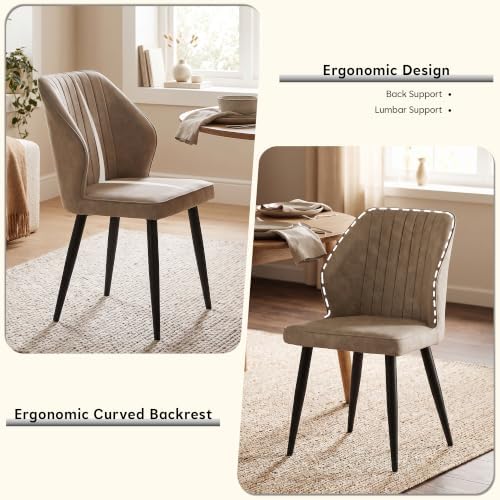 CLIPOP Faux Leather Dining Chairs Set of 2, Leather Dining Chairs, Mid-Centur...