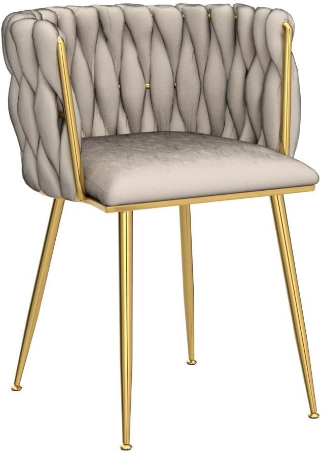 NIOIIKIT Modern Velvet Dining Chairs Hand Weaving Accent Chairs Living Room C...