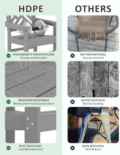 HDPE Outdoor Dining Set for 6,Patio Dining Set with Umbrella Hole,Weather Saf...