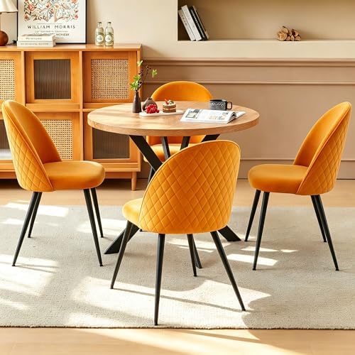 Homedot Round Dining Table Set for 4 with Chairs, Modern Kitchen Table&Ch...