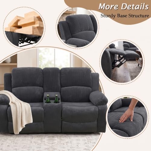 Leather Recliner Sofa Set for Living Room Furniture Sets,Dark Gray Reclining ...