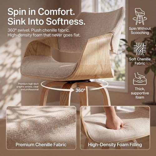26'' Modern Barrel Swivel Counter Stools Counter Height Swivel Bar St...