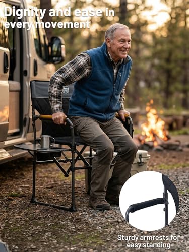 TIMBER RIDGE 400lbs Heavy Duty Camping Chair Portable Directors Chair | Foldi...