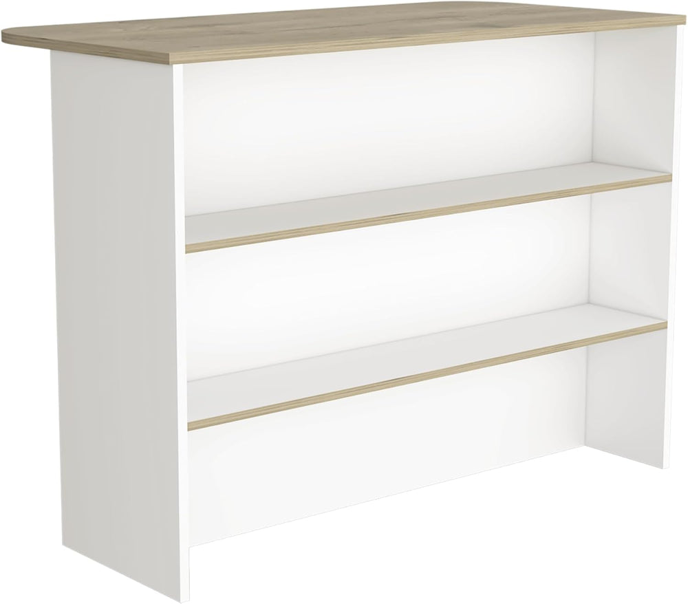 Kitchen Island with Two-Tier Storage Shelf and Workstation, White | Two-tier ...
