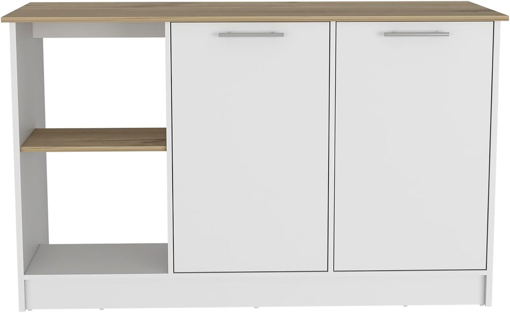 Kitchen Island with Large Countertop and Double Door Cabinet | Includes doubl...