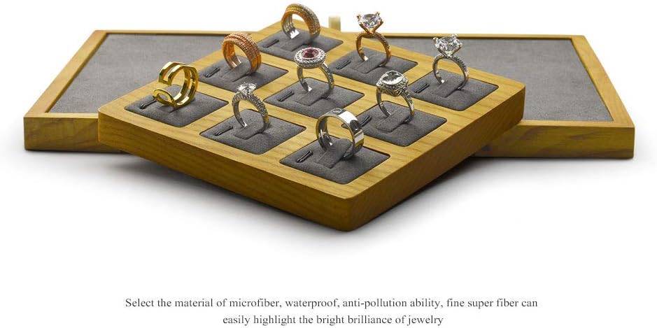 Jewelry Ring Display Tray Solid Wood Display Rings Stand Storage Jewelry Display Props Tray