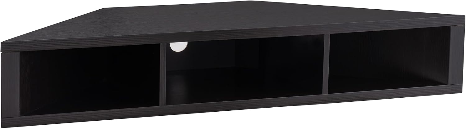 24/7 Shop at Home French 47 inch Modern Floating TV Stand with Storage, Floating Corner Shelf for Wall, Wood Entertainment Center with Shelves for Living Room, Bedroom, Family, Cappuccino Brown