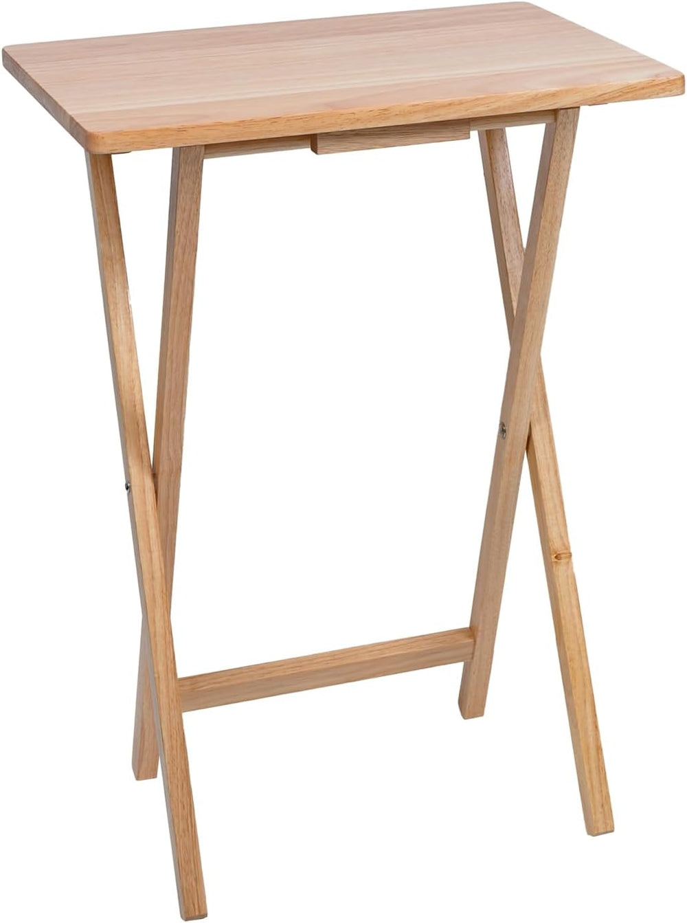 (2 Pcs) 26" Folding Tray Tables, Solid Rubberwood, Small Folding Table,N...