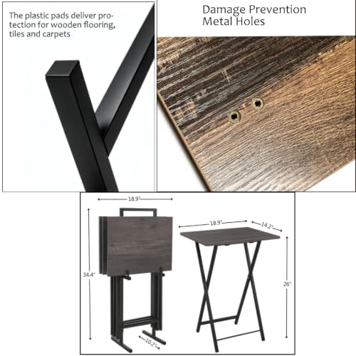 Folding TV Tray Table, Set of 2 Small Table, TV Dinner Table, Snack Tray Tabl...