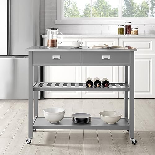 Crosley Furniture Chloe Rolling Kitchen Island | Storage Cart, Microwave Stan...