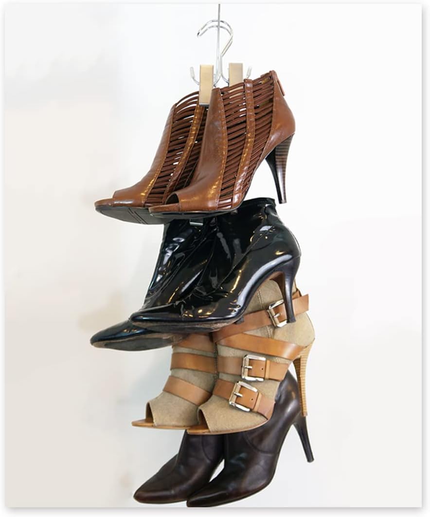 Boottique Boot Organizer: The Rack That Hangs, Holds, Shapes, & Protects Every Size and Style (Boot Stax Vertical Storage System With 6 Silver Hangers)