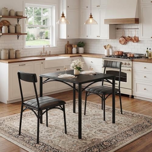 GAOMON Dining Table Set for 2, Kitchen Table and Chairs for 2 with Upholstere...