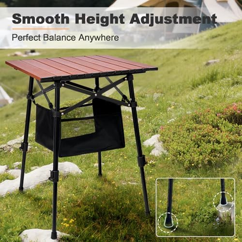 Odoland Portable Camping Table, Folding for Beach Outdoor Adjustable Height |...