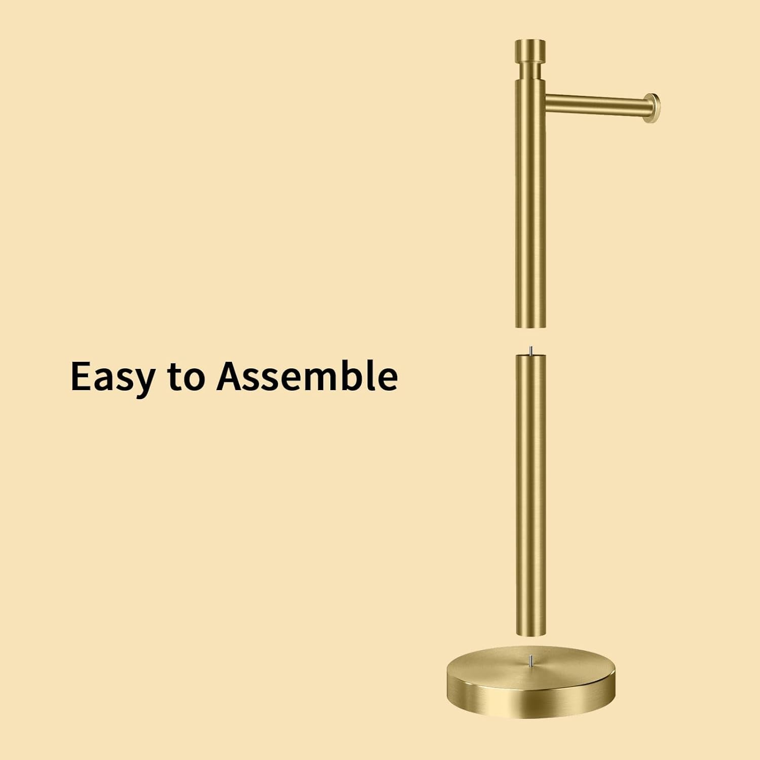 YUMORE Toilet Paper Holder Stand Freestanding, Weighted and Sturdy Stainless Steel Design with Non-Slip Cap, Gold Rustproof Tissue Roll Holder for Modern Bathroom, RV