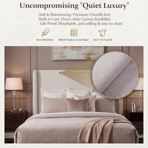 54" Extra-Tall Headboard Bed Frame - Heavy Duty Wingback Upholstered Pla...