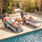 GYMAX Tanning Chair, 3 in 1 Sun Bathing Lounge Chairs with Face/Arm Holes & Side Pocket, Portable Lightweight Face Down Layout Tanning Chair for Outside, Beach, Backyard, Poolside (2, Gray)