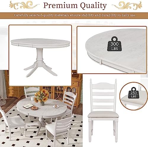 LUMISOL 5-Piece Solid Wood Dining Table Set for 4, Farmhouse Kitchen Table Se...