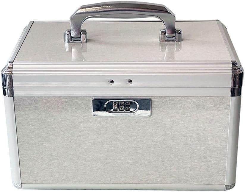 Medicine Combination Lock Box Silver Medication Locking Pill Safe Case with Portable11.2“ X 7.2" X 7.5" inch