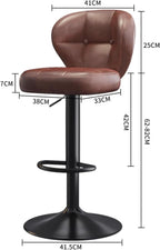 Reception Chair, Home Office Desk Chair, Adjustable Swivel Barstools, Metal Bar Stools, for Lobby, Training Room, Meeting Room(Black Chassis,Browns)