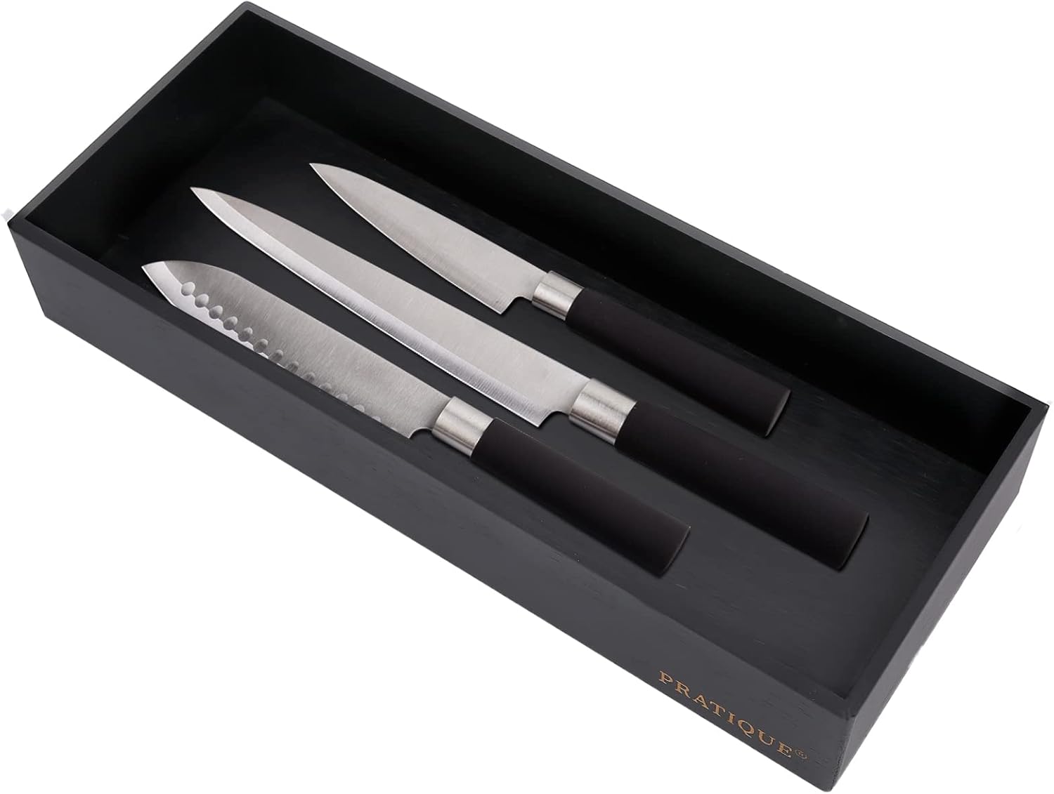 Bamboo Drawer Organizer - Kitchen Utensil Organizer Silverware Tray Cutlery Holder，Office Desk Supplies and Accessories,15 * 5.9 * 2.6,Black