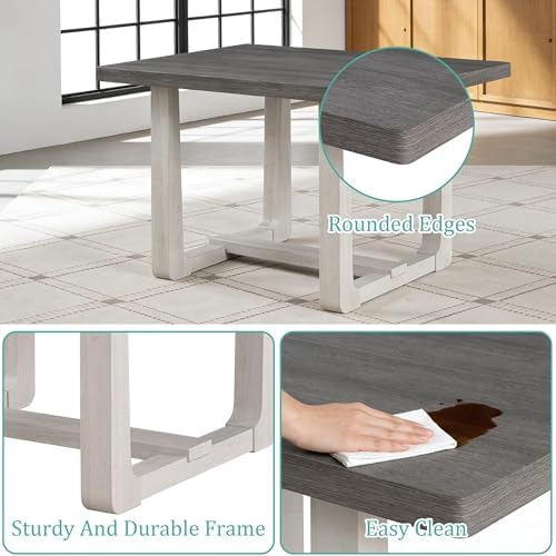 Rectangle Dining Table Set of 4, 48" Kitchen Table and Upholstered Chairs