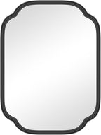 Black Bathroom Mirror for Wall, 18" x 24" Rectangular Wall Mirror for Bathroom Metal Frame Farmhouse Rounded Corner Wall Mirror (Horizontal/Vertical)