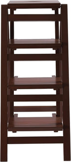 3 Step Ladder Folding Step Stool, Anti-Slip & Lightweight 3-Step Folding Portable Wooden Coffee Step Stool Counter Chair Multifunction Pine Wood Foldable Ladder for Home, Library, Capacity: 220lbs