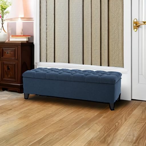Christopher Knight Home Ottilie Fabric Storage Ottoman, Dark Blue, 17.75&quot...