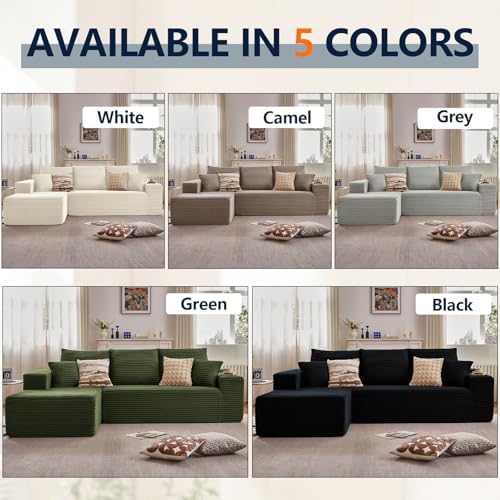 95" Cloud Sectional Couch with L-Shape Chaise, Modern Cloud Couch with D...