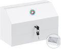 KYODOLED Wall Mount Medicine Lock Box, Drug Cabinet with Key, Large Capacity Secure Steel Prescription, First Aid Kit for Emergencies Home and School use, White, 12.2 * 5.9 * 7.87 inch
