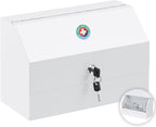 KYODOLED Wall Mount Medicine Lock Box, Drug Cabinet with Key, Large Capacity Secure Steel Prescription, First Aid Kit for Emergencies Home and School use, White, 12.2 * 5.9 * 7.87 inch