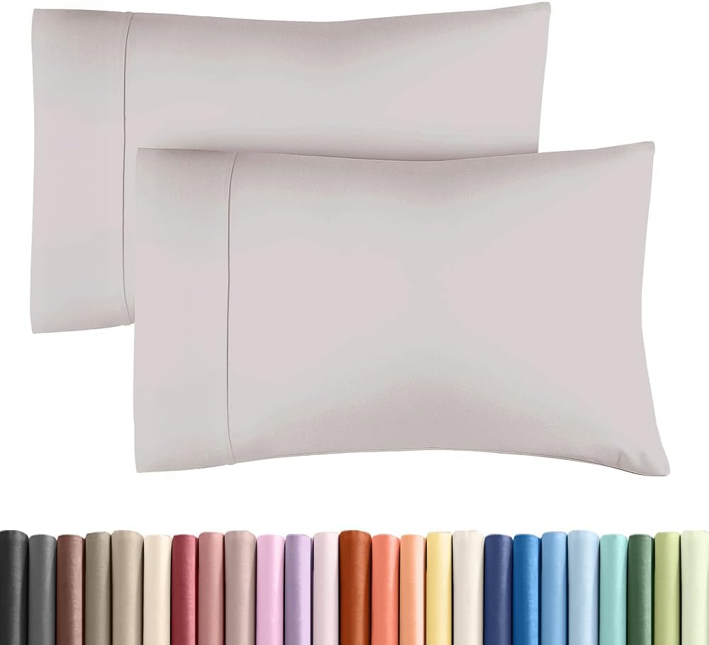 Standard Pillow Cases - 2 Pack - Super Soft Pillowcase Covers - Envelope Enclosure - Hotel Quality Pillow Protectors - Wrinkle Free, Fade & Stain Resistant - Machine Washable - 20" x 26" (Light Grey)
