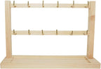 2 Layers of Wooden Display Eacks With Hooks for Necklaces. Rings, Earrings, Bracelets, And Other Jewelry Storage Display Rack