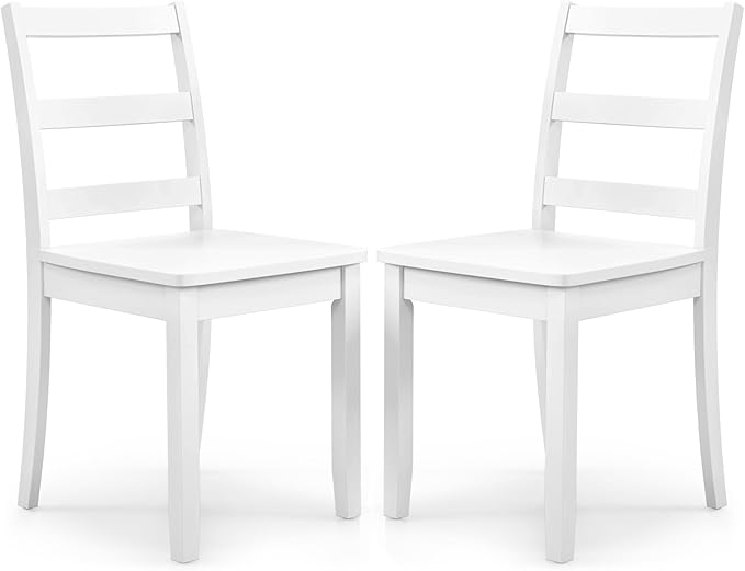 COSTWAY Wooden Dining Chairs Set of 2, Mid-Century Modern Armless Kitchen Sid...