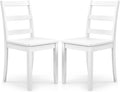 COSTWAY Wooden Dining Chairs Set of 2, Mid-Century Modern Armless Kitchen Side Chairs with Curved Backrest and Rubber Wood Legs for Home Dining Room, Kitchen, Restaurant (White)