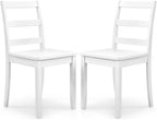 COSTWAY Wooden Dining Chairs Set of 2, Mid-Century Modern Armless Kitchen Side Chairs with Curved Backrest and Rubber Wood Legs for Home Dining Room, Kitchen, Restaurant (White)