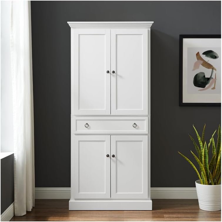 Maykoosh Pantry Cabinet - White Kitchen Storage - 18" D x 33" W x 7...